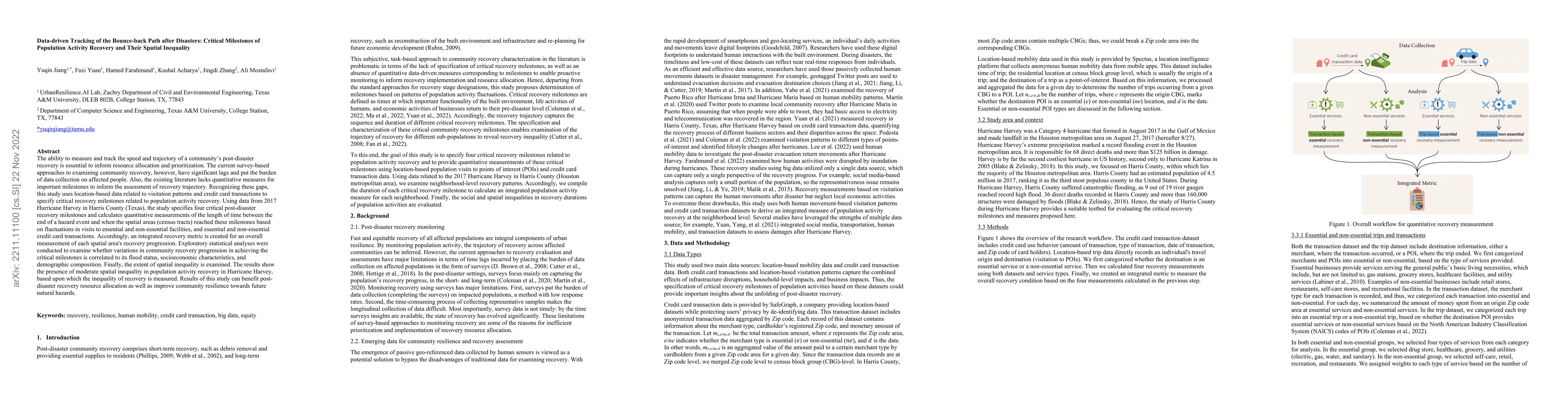 Thumbnail for Data-driven Tracking of the Bounce-back Path after Disasters: Critical
  Milestones of Population Activity Recovery and Their Spatial Inequality