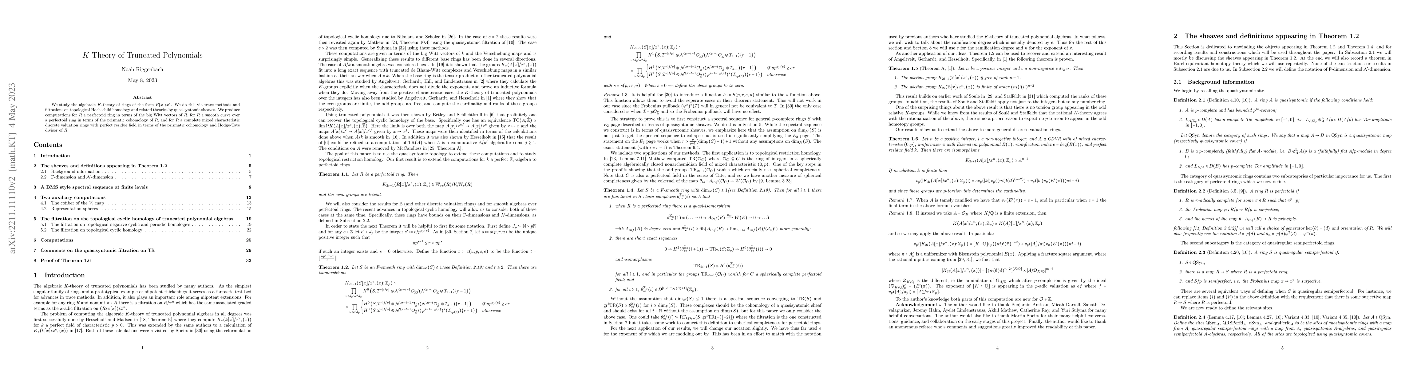 Thumbnail for $K$-Theory of Truncated Polynomials