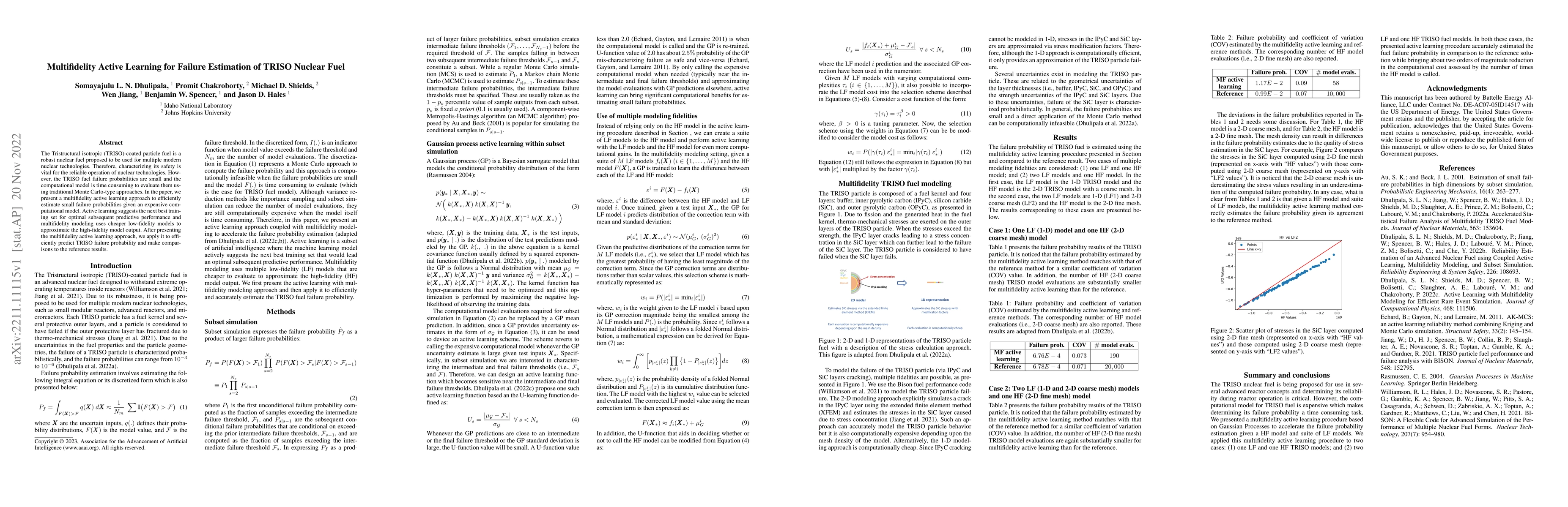Thumbnail for Multifidelity Active Learning for Failure Estimation of TRISO Nuclear
  Fuel