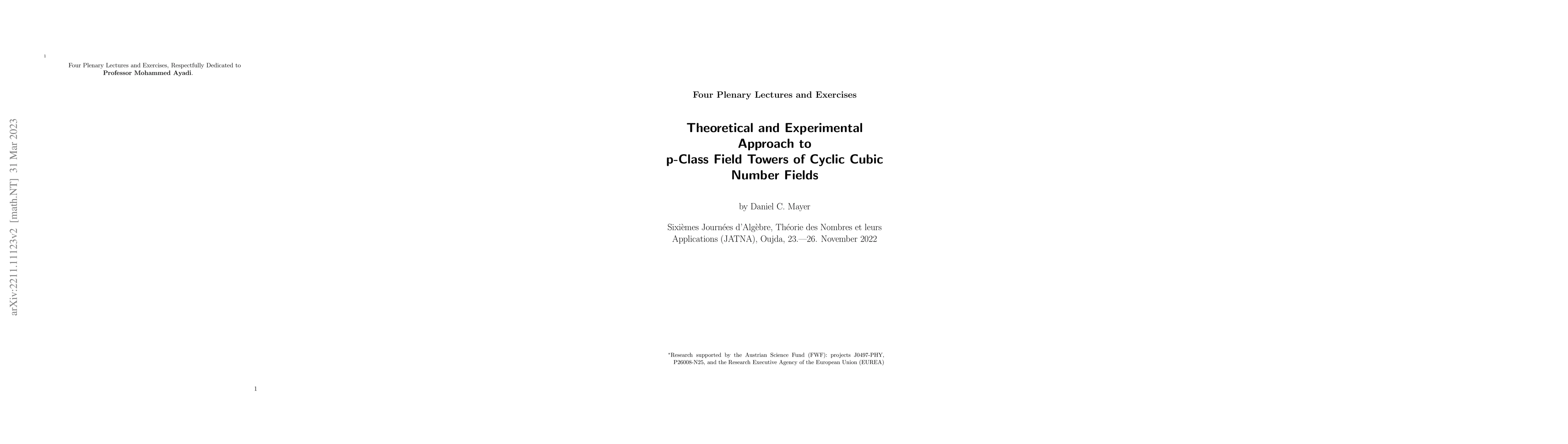 Thumbnail for Theoretical and Experimental Approach to p-Class Field Towers of Cyclic
  Cubic Number Fields