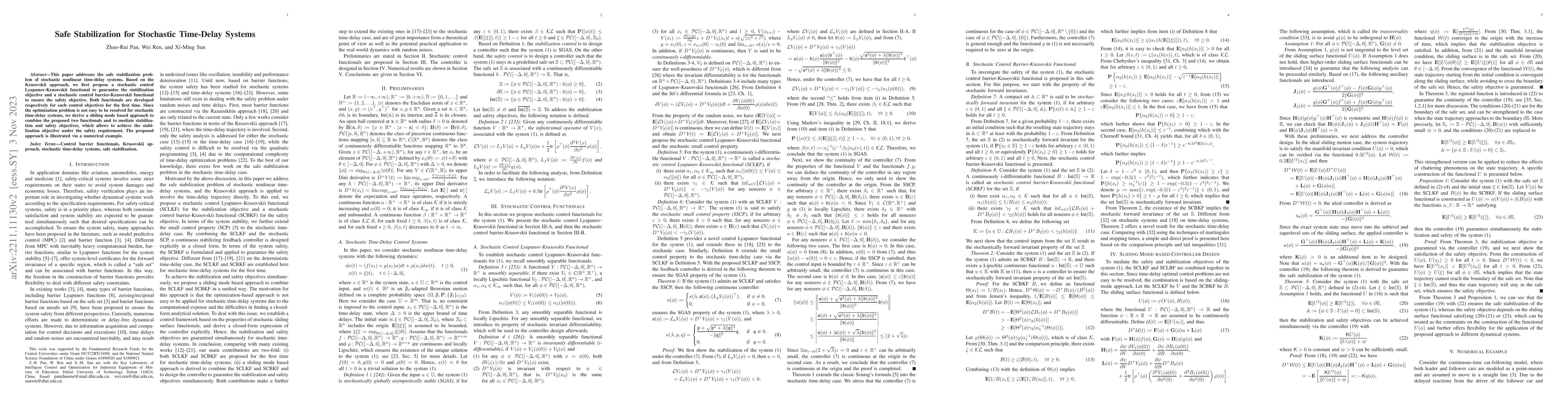 Thumbnail for Safe Stabilization for Stochastic Time-Delay Systems