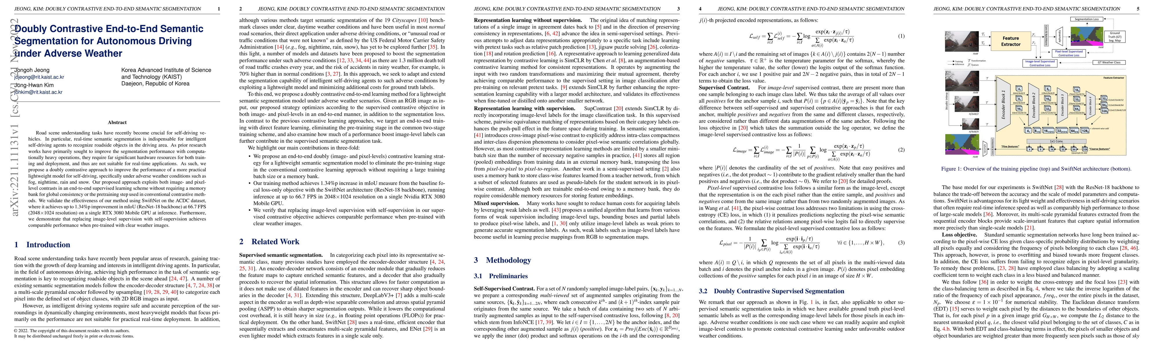 Thumbnail for Doubly Contrastive End-to-End Semantic Segmentation for Autonomous
  Driving under Adverse Weather