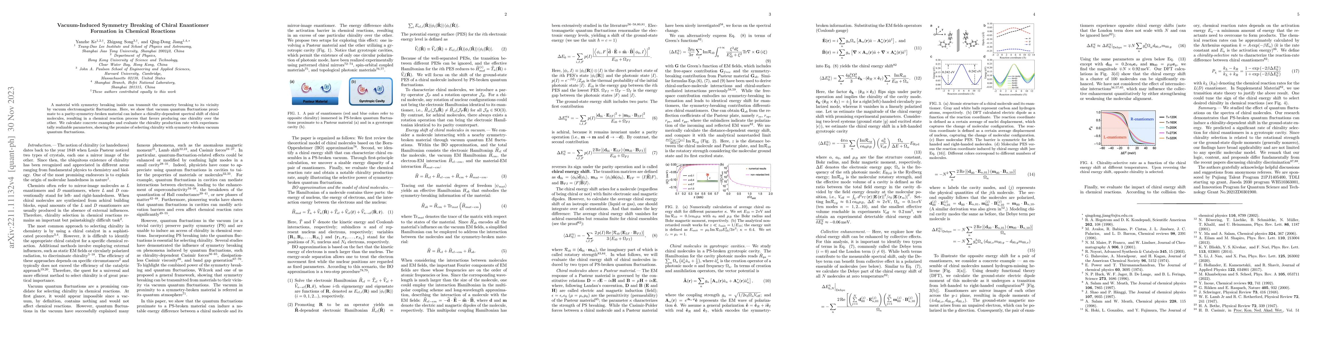 Thumbnail for Vacuum-Induced Symmetry Breaking of Chiral Enantiomer Formation in
  Chemical Reactions