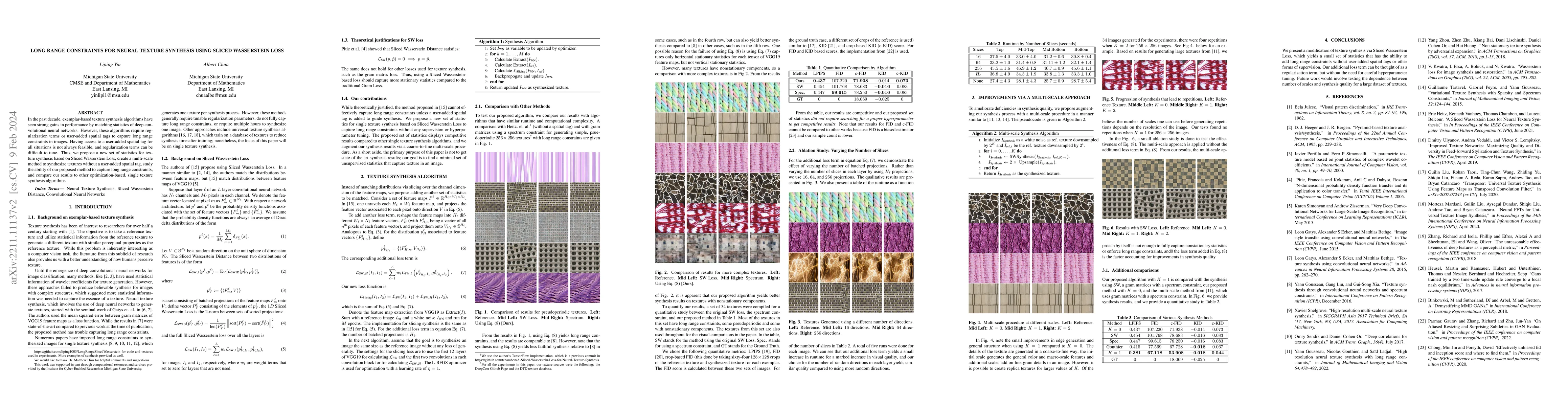 Thumbnail for Long Range Constraints for Neural Texture Synthesis Using Sliced
  Wasserstein Loss