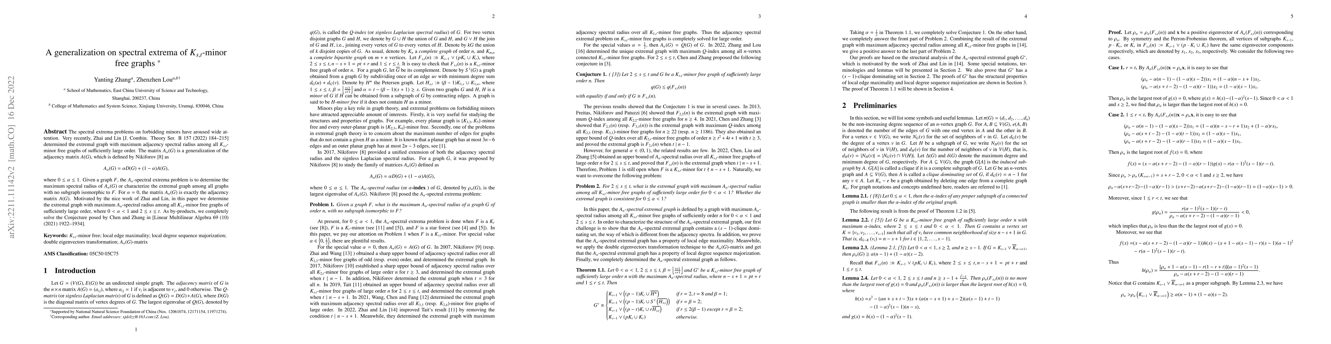 Thumbnail for A generalization on spectral extrema of $K_{s,t}$-minor free graphs