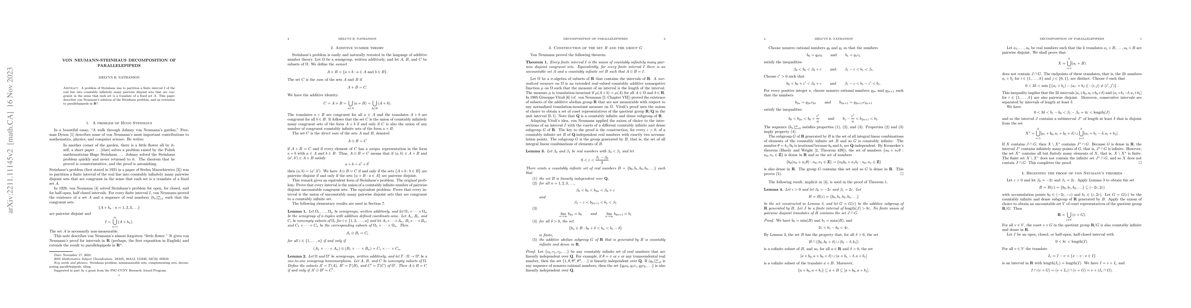 Thumbnail for Von Neumann-Steinhaus decomposition of parallelepipeds