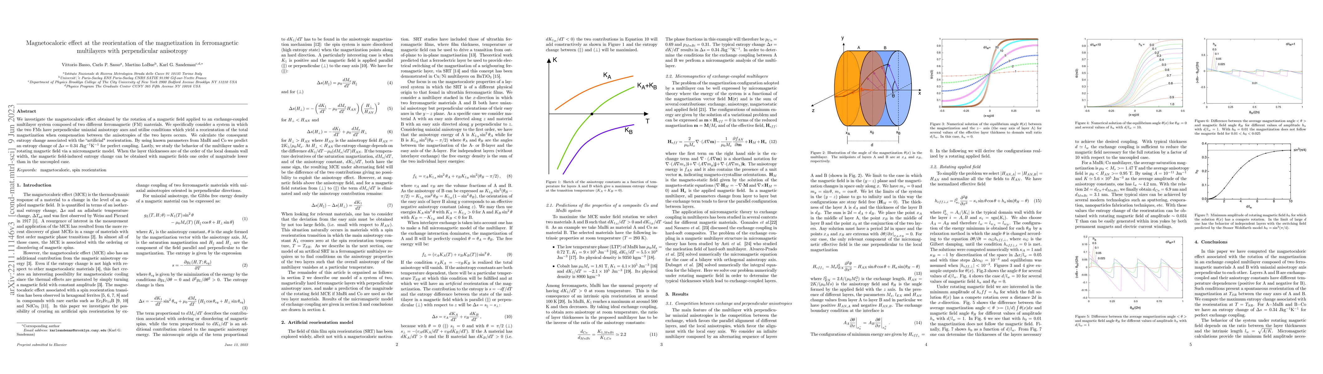Thumbnail for Magnetocaloric effect at the reorientation of the magnetization in
  ferromagnetic multilayers with perpendicular anisotropy