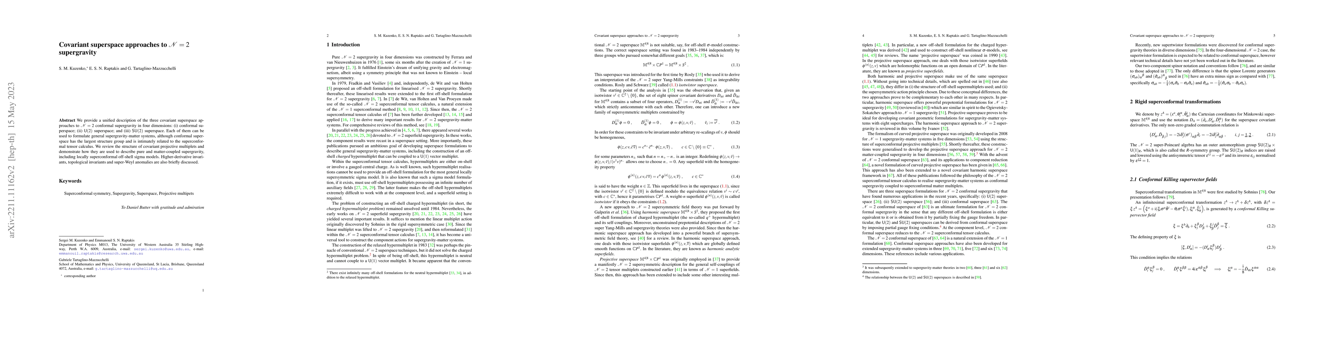 Thumbnail for Covariant superspace approaches to ${\cal N}=2$ supergravity
