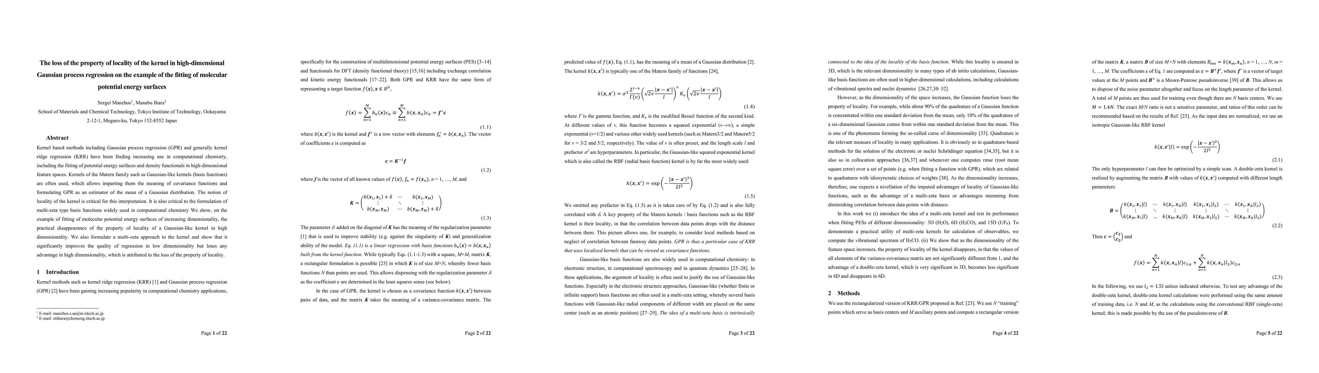 Thumbnail for The loss of the property of locality of the kernel in high-dimensional
  Gaussian process regression on the example of the fitting of molecular
  potential energy surfaces