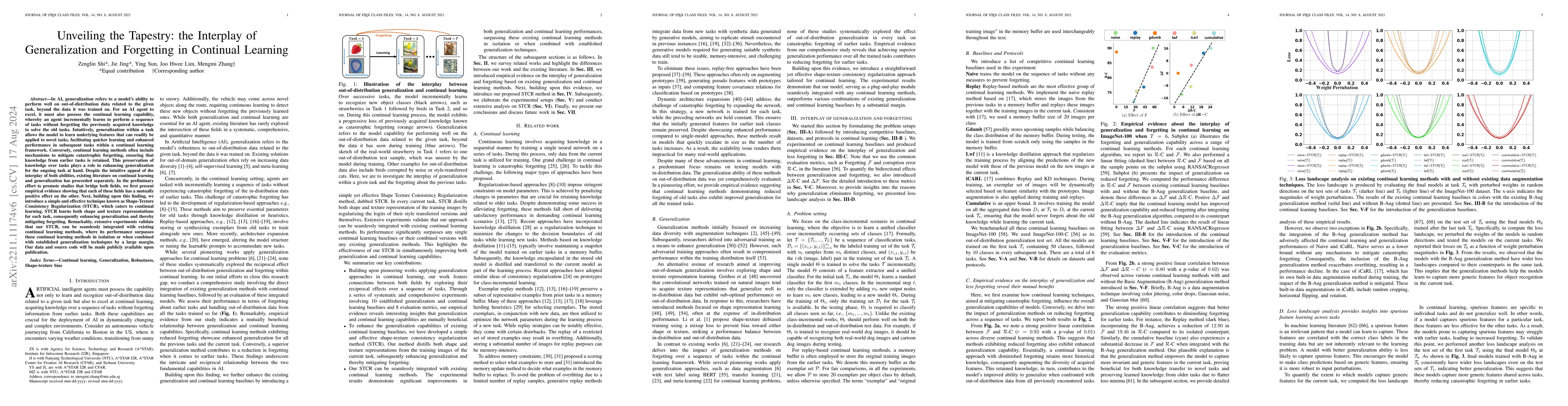 Thumbnail for Unveiling the Tapestry: the Interplay of Generalization and Forgetting
  in Continual Learning