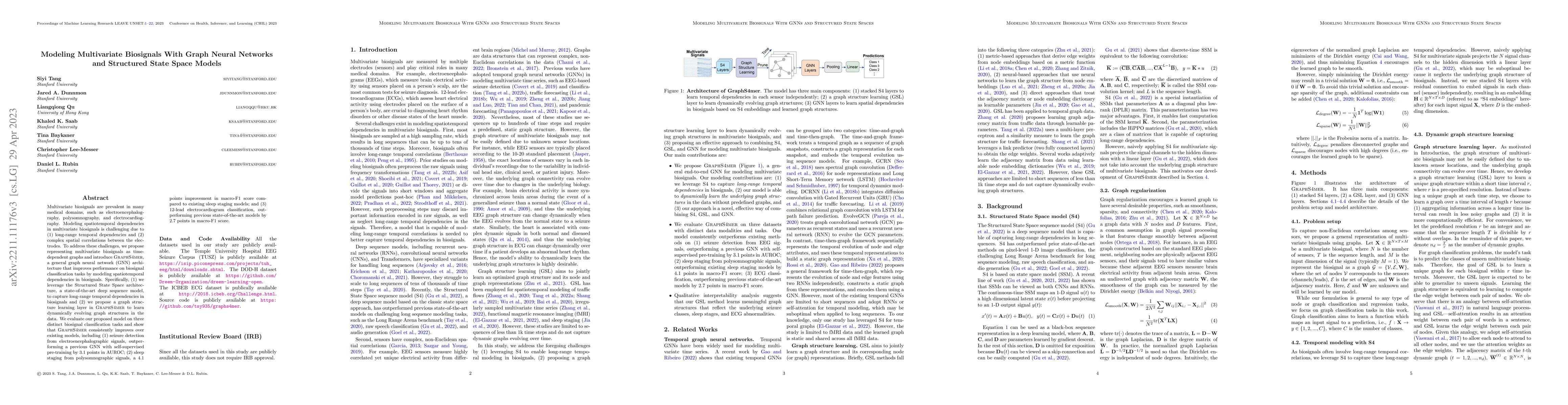 Thumbnail for Modeling Multivariate Biosignals With Graph Neural Networks and
  Structured State Space Models