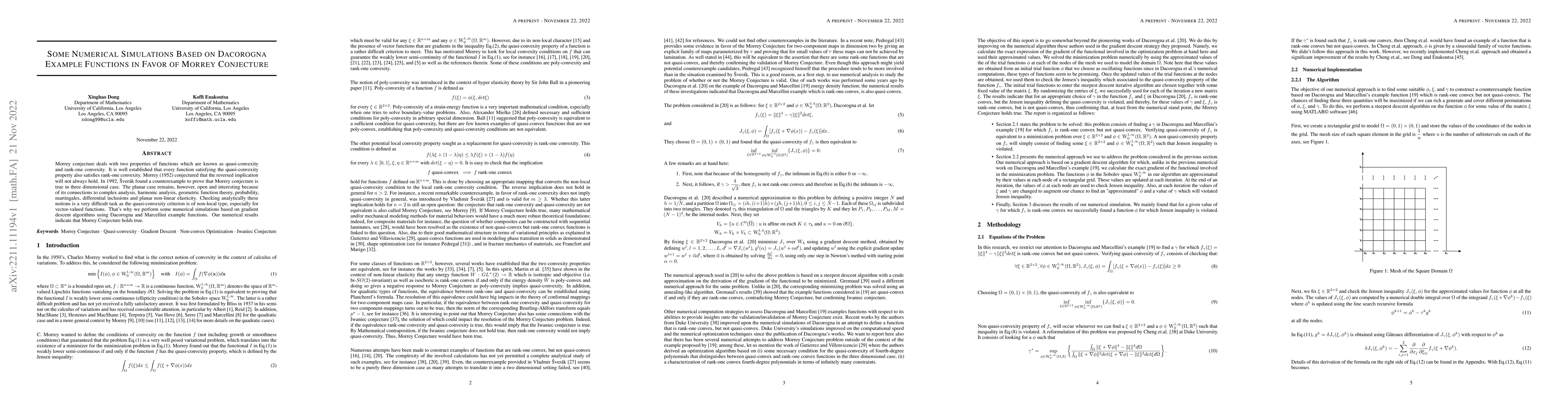 Thumbnail for Some Numerical Simulations Based on Dacorogna Example Functions in Favor
  of Morrey Conjecture