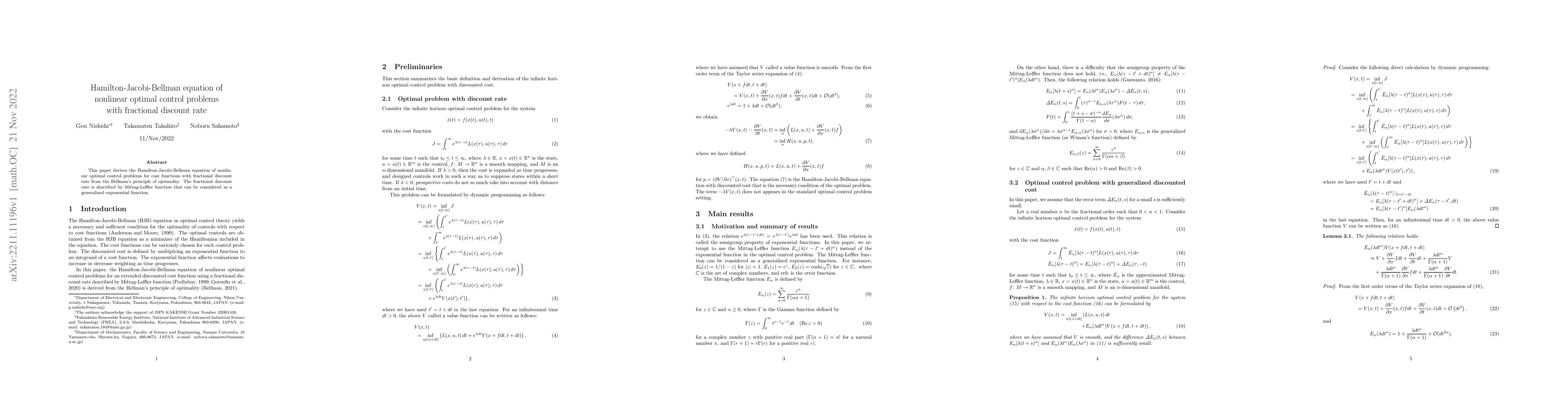 Thumbnail for Hamilton-Jacobi-Bellman equation of nonlinear optimal control problems
  with fractional discount rate