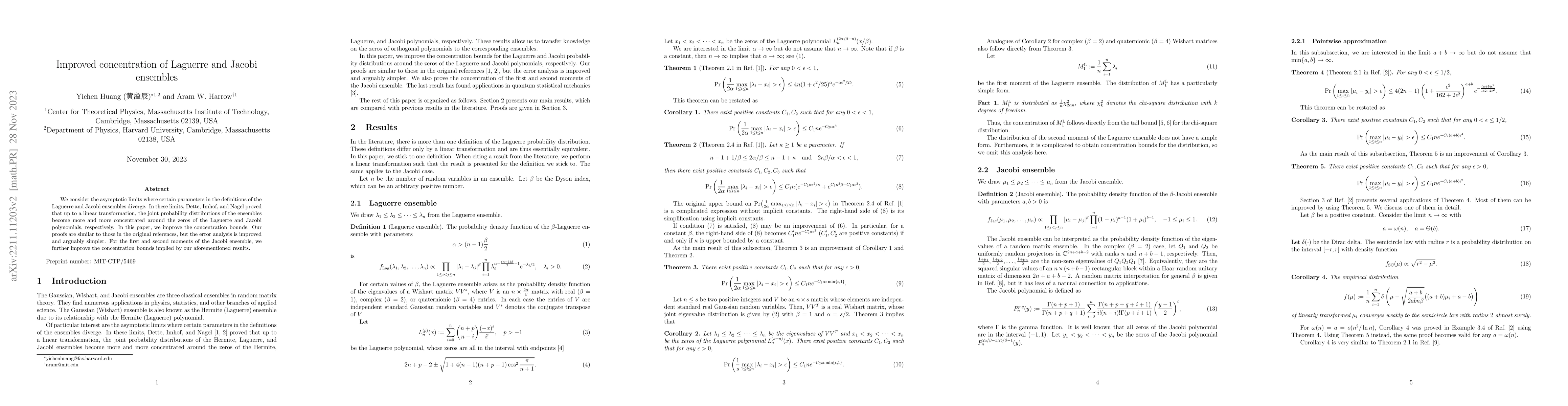 Thumbnail for Improved concentration of Laguerre and Jacobi ensembles