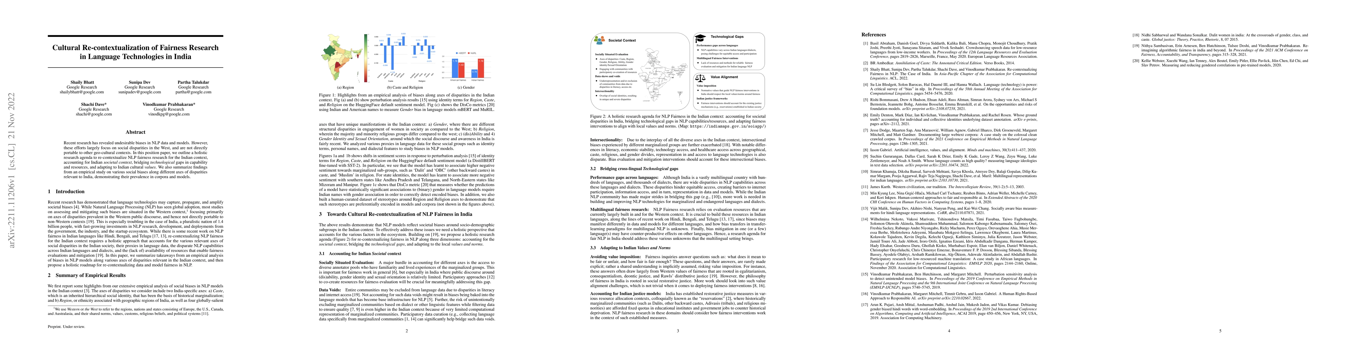 Thumbnail for Cultural Re-contextualization of Fairness Research in Language
  Technologies in India