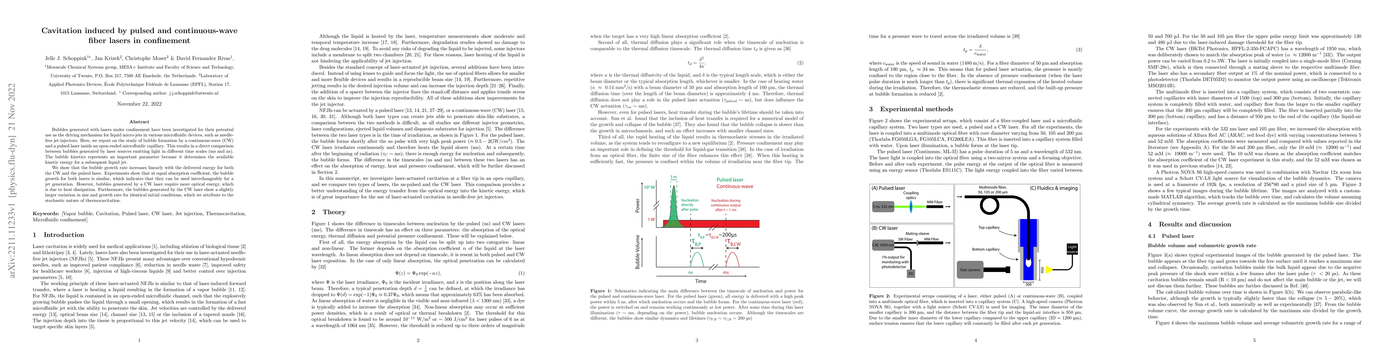 Thumbnail for Cavitation induced by pulsed and continuous-wave fiber lasers in
  confinement