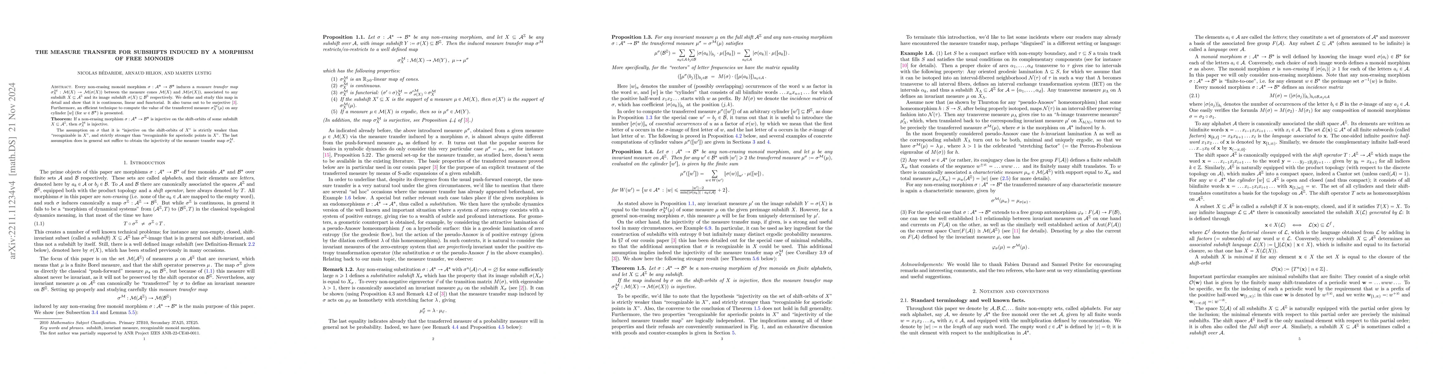 Thumbnail for The measure transfer for subshifts induced by a morphism of free monoids