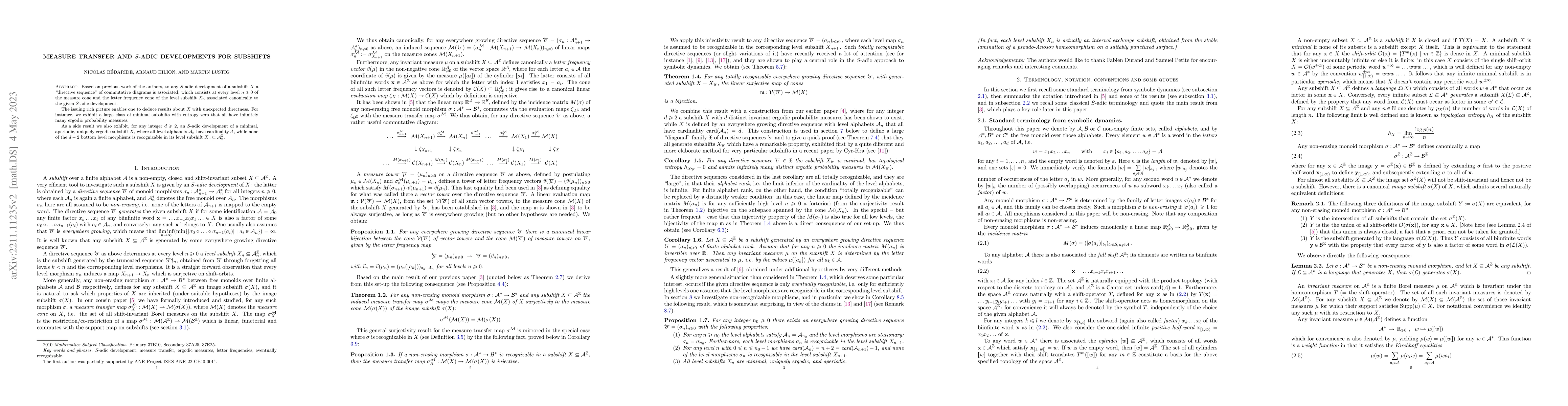 Thumbnail for Measure transfer and $S$-adic developments for subshifts