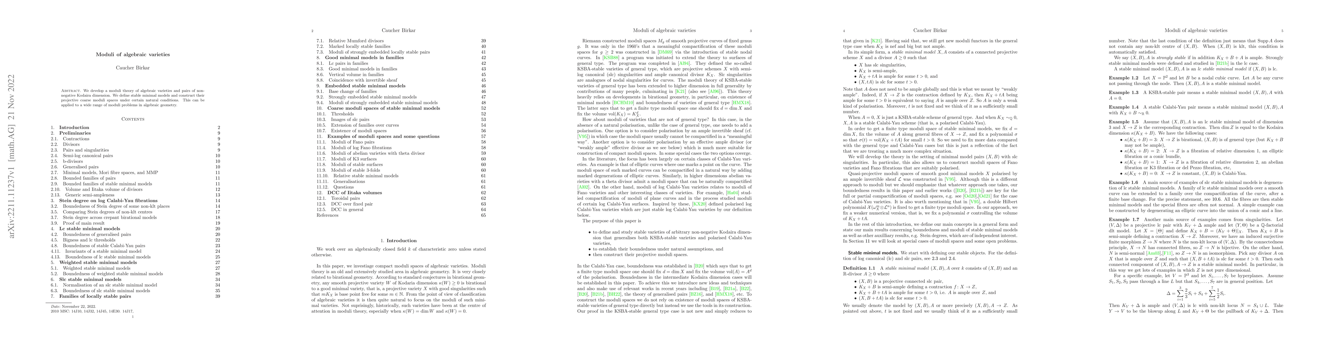 Thumbnail for Moduli of algebraic varieties