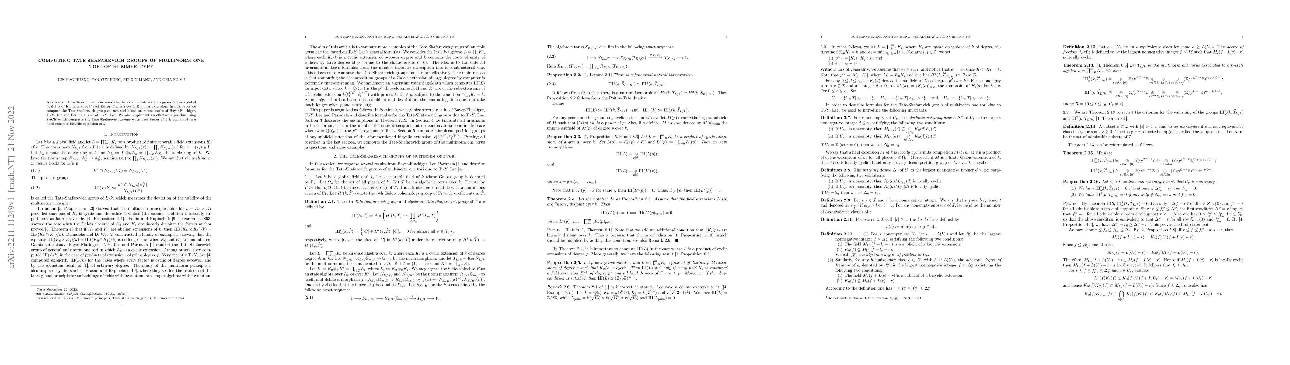 Thumbnail for Computing Tate-Shafarevich groups of multinorm one tori of Kummer type