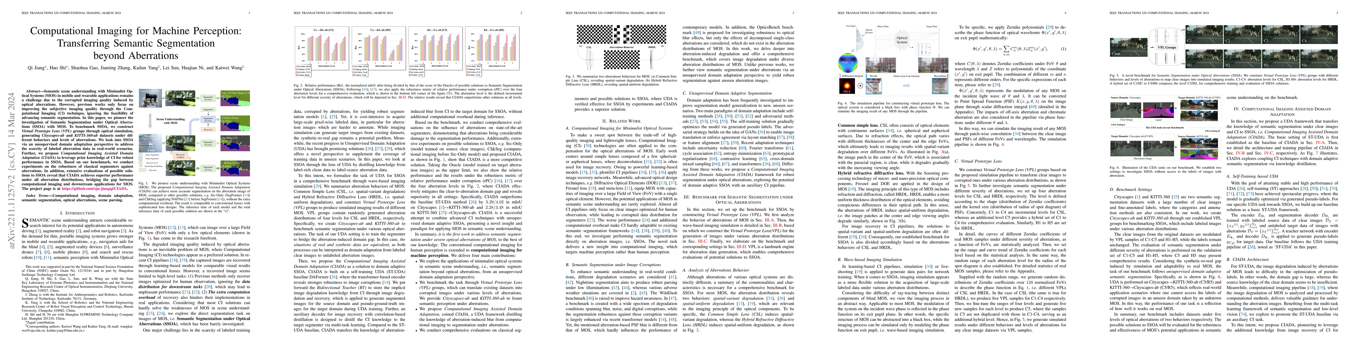 Thumbnail for Computational Imaging for Machine Perception: Transferring Semantic
  Segmentation beyond Aberrations
