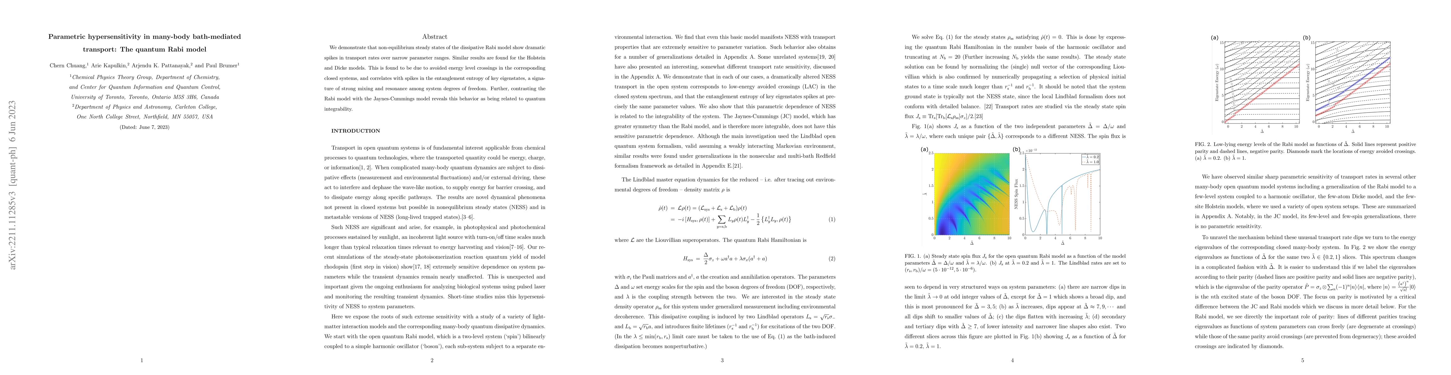 Thumbnail for Parametric hypersensitivity in many-body bath-mediated transport: The
  quantum Rabi model