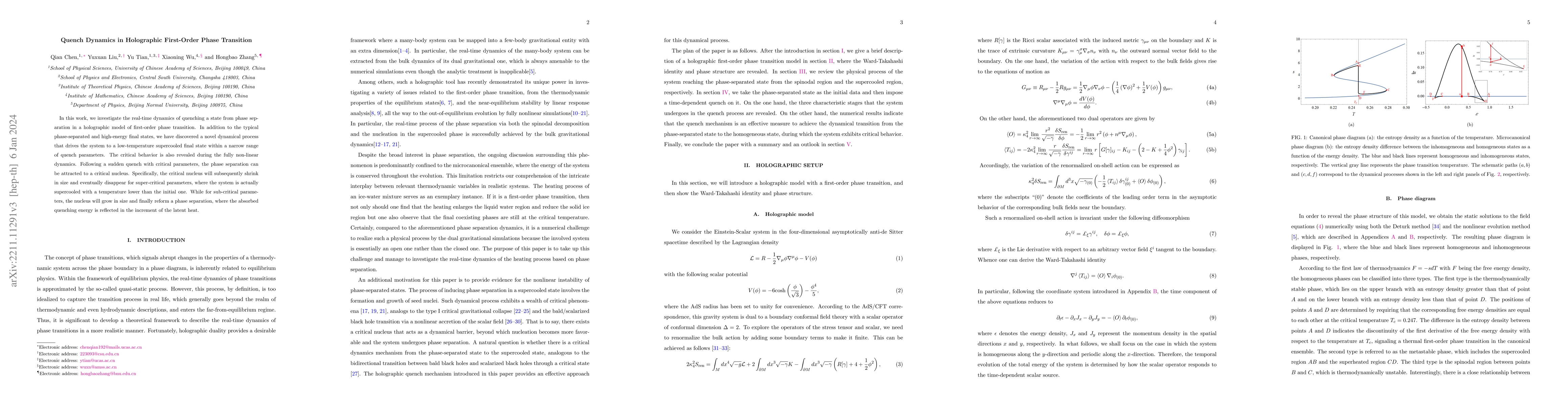 Thumbnail for Quench Dynamics in Holographic First-Order Phase Transition