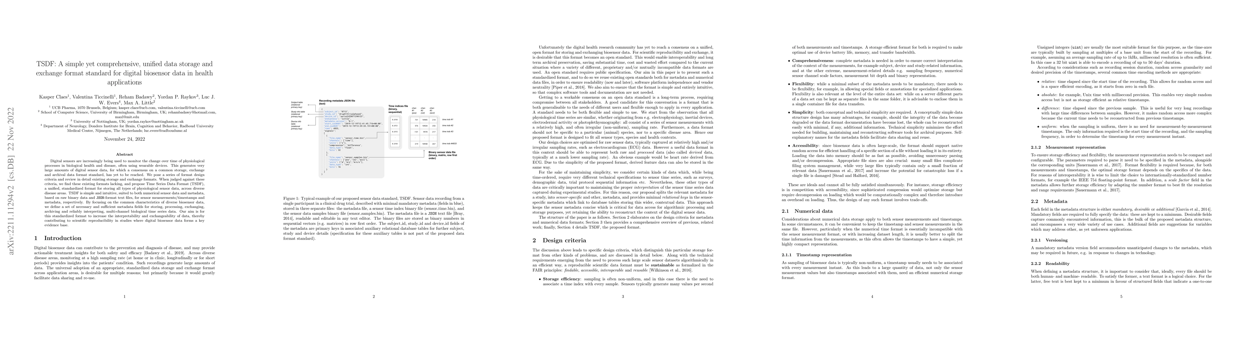 Thumbnail for TSDF: A simple yet comprehensive, unified data storage and exchange
  format standard for digital biosensor data in health applications
