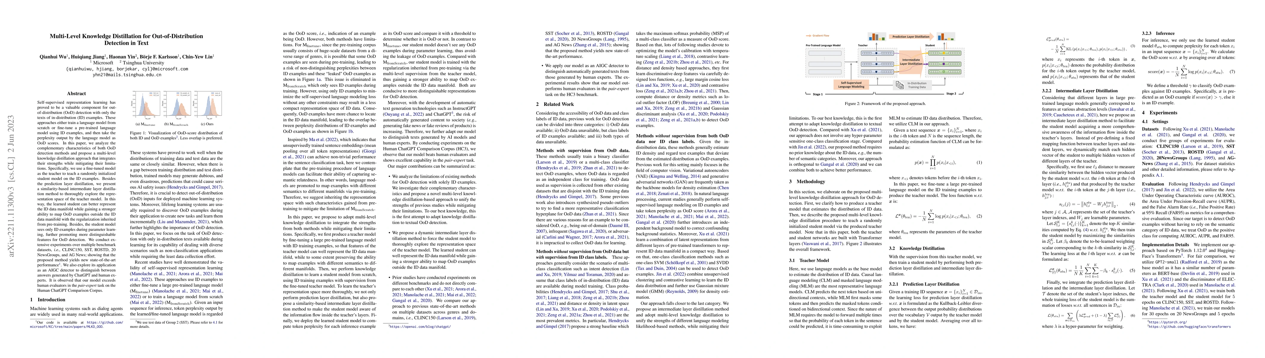 Thumbnail for Multi-Level Knowledge Distillation for Out-of-Distribution Detection in
  Text