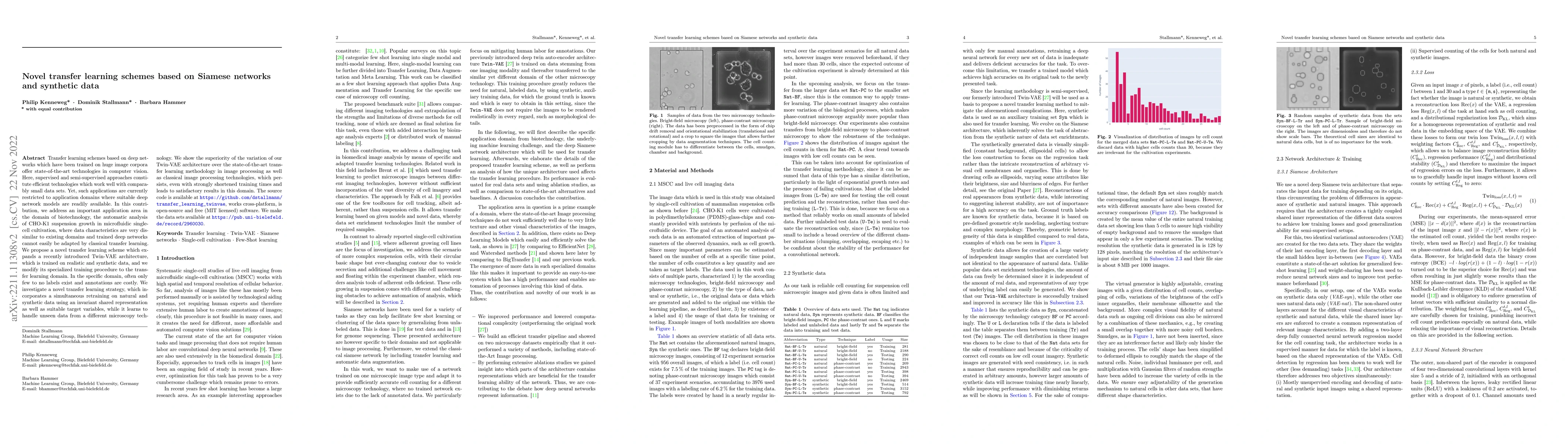 Thumbnail for Novel transfer learning schemes based on Siamese networks and synthetic
  data