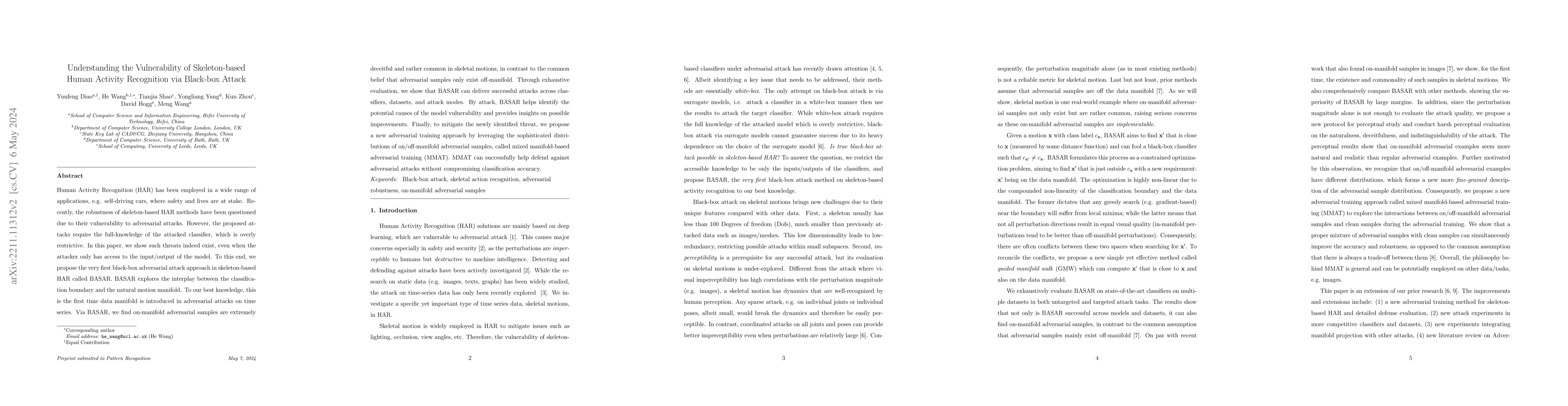 Thumbnail for Understanding the Vulnerability of Skeleton-based Human Activity
  Recognition via Black-box Attack