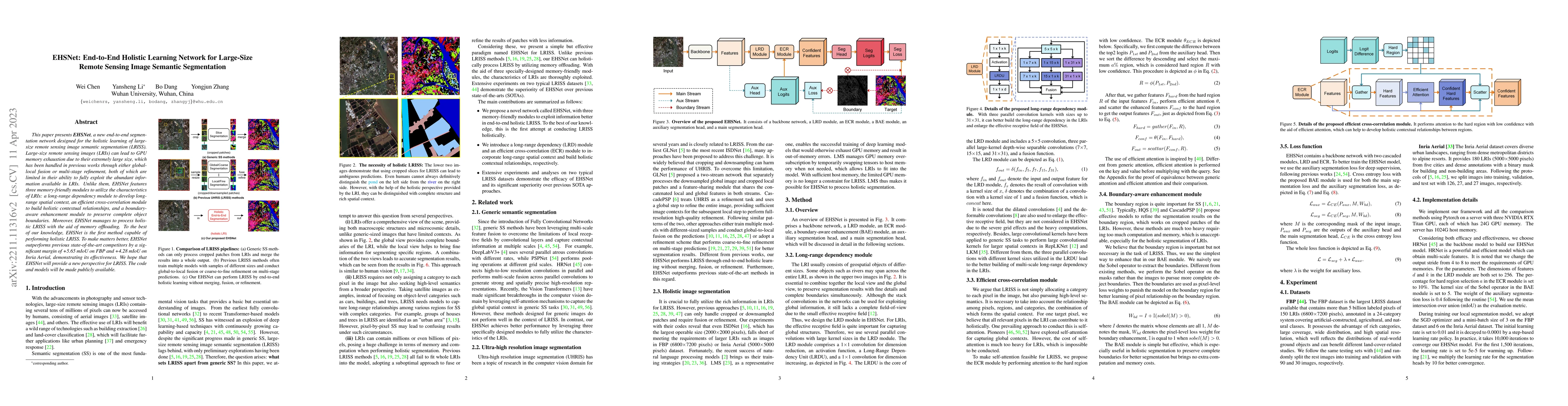 Thumbnail for EHSNet: End-to-End Holistic Learning Network for Large-Size Remote
  Sensing Image Semantic Segmentation