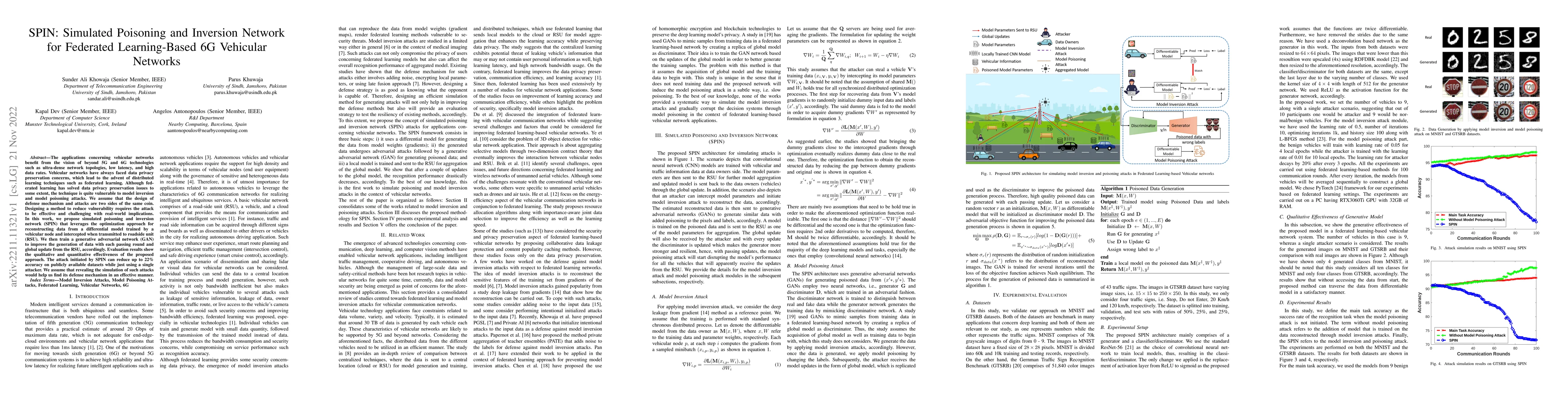 Thumbnail for SPIN: Simulated Poisoning and Inversion Network for Federated
  Learning-Based 6G Vehicular Networks