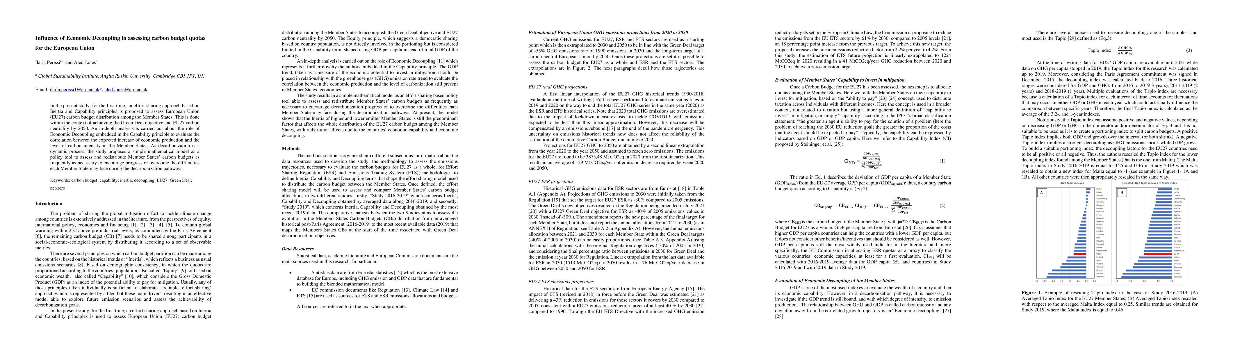 Thumbnail for Influence of Economic Decoupling in assessing carbon budget quotas for
  the European Union