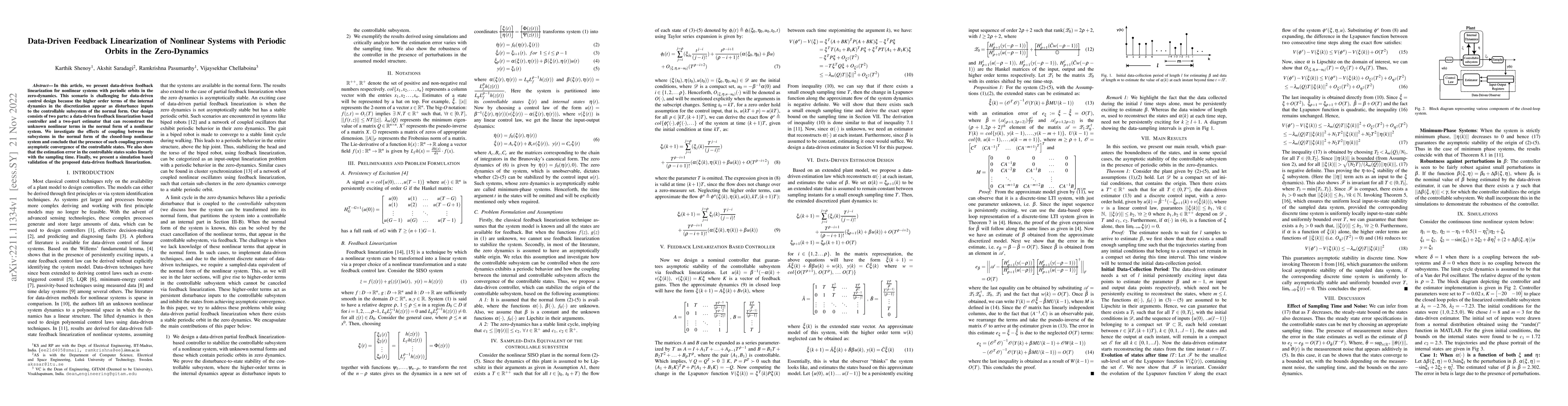 Thumbnail for Data-Driven Feedback Linearization of Nonlinear Systems with Periodic
  Orbits in the Zero-Dynamics