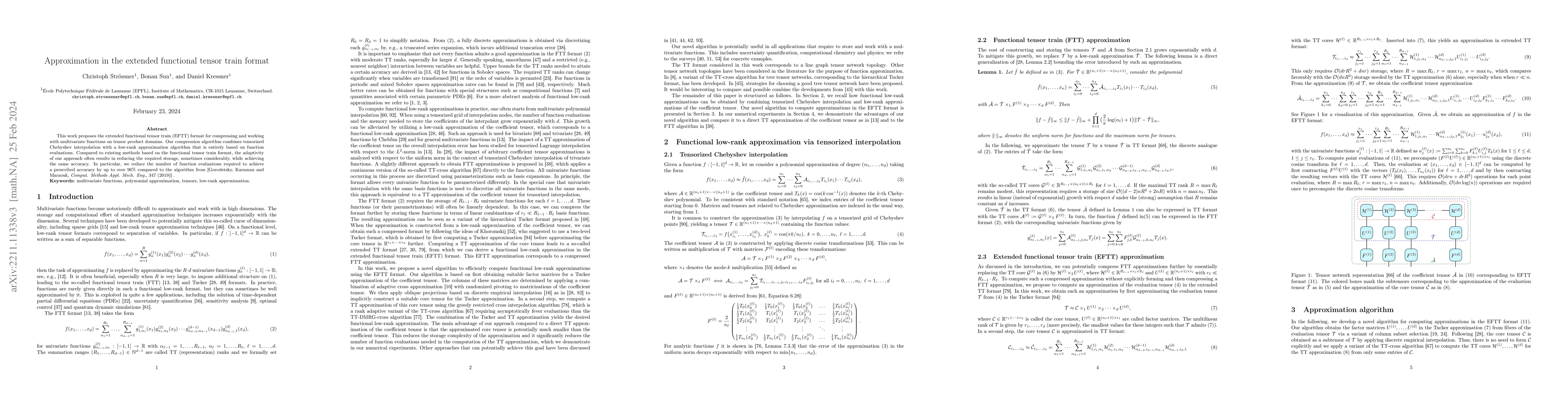 Thumbnail for Approximation in the extended functional tensor train format
