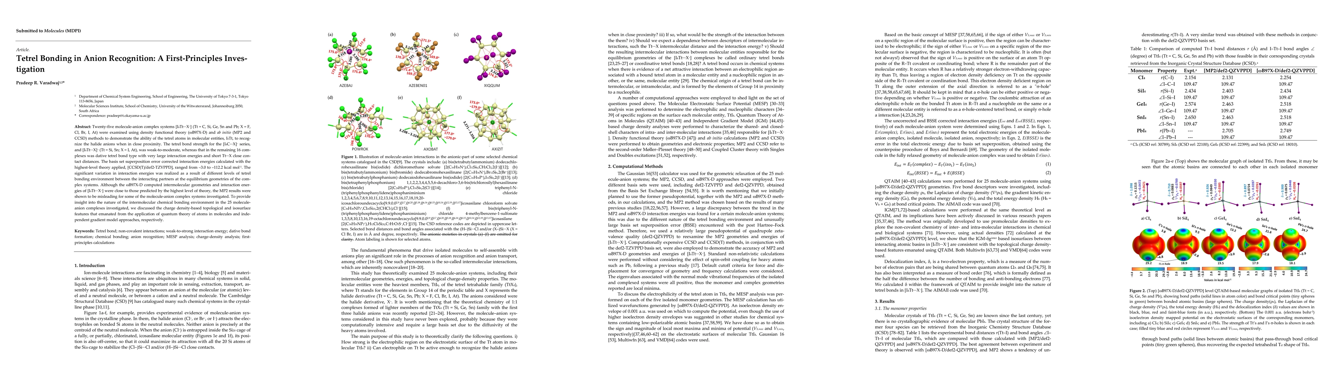Thumbnail for Tetrel Bonding in Anion Recognition: A First-Principles Investigation