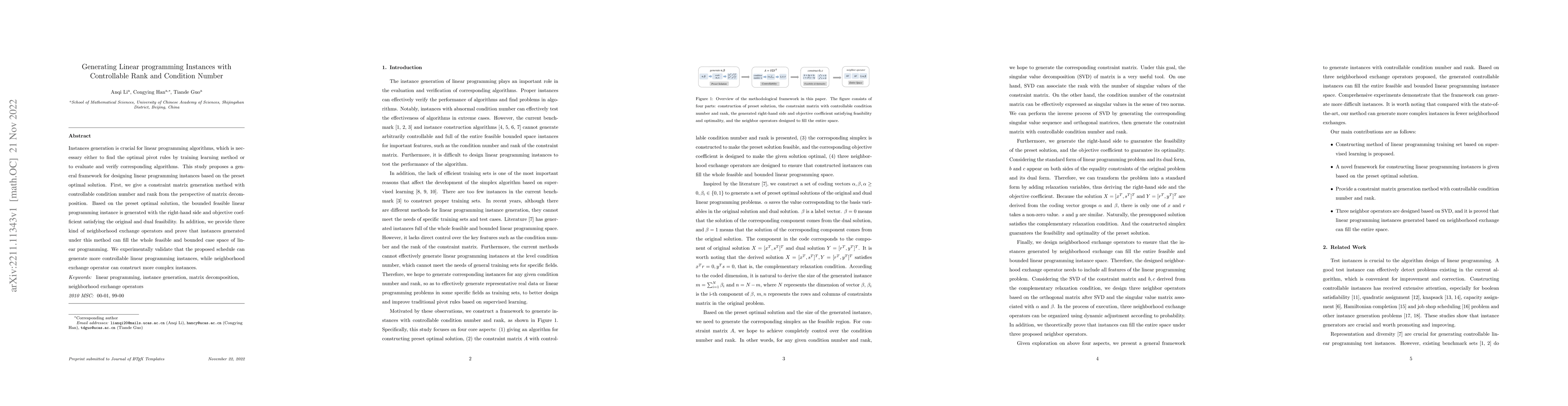 Thumbnail for Generating Linear programming Instances with Controllable Rank and
  Condition Number