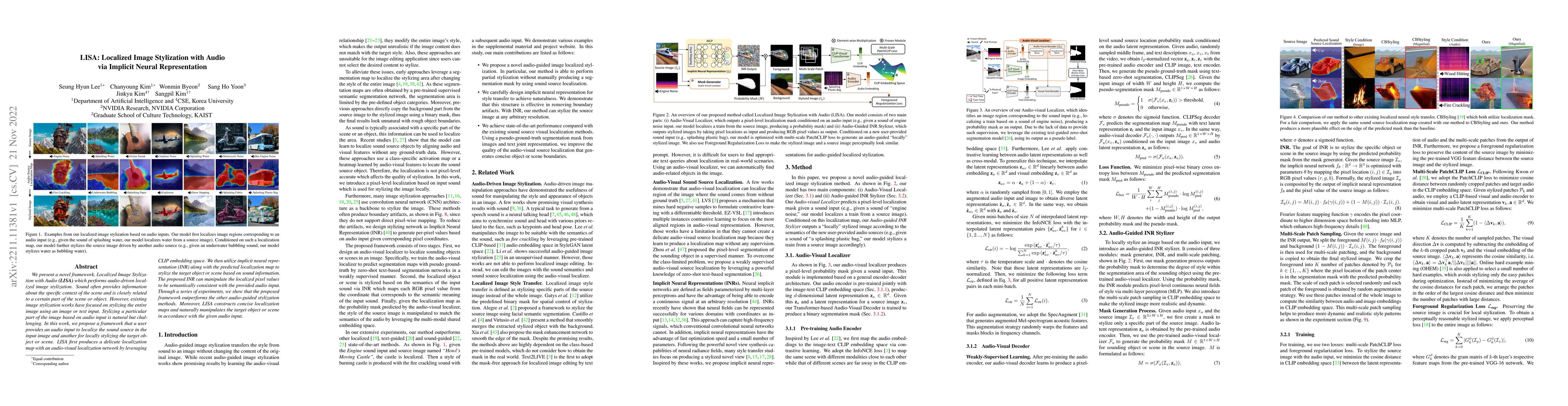 Thumbnail for LISA: Localized Image Stylization with Audio via Implicit Neural
  Representation