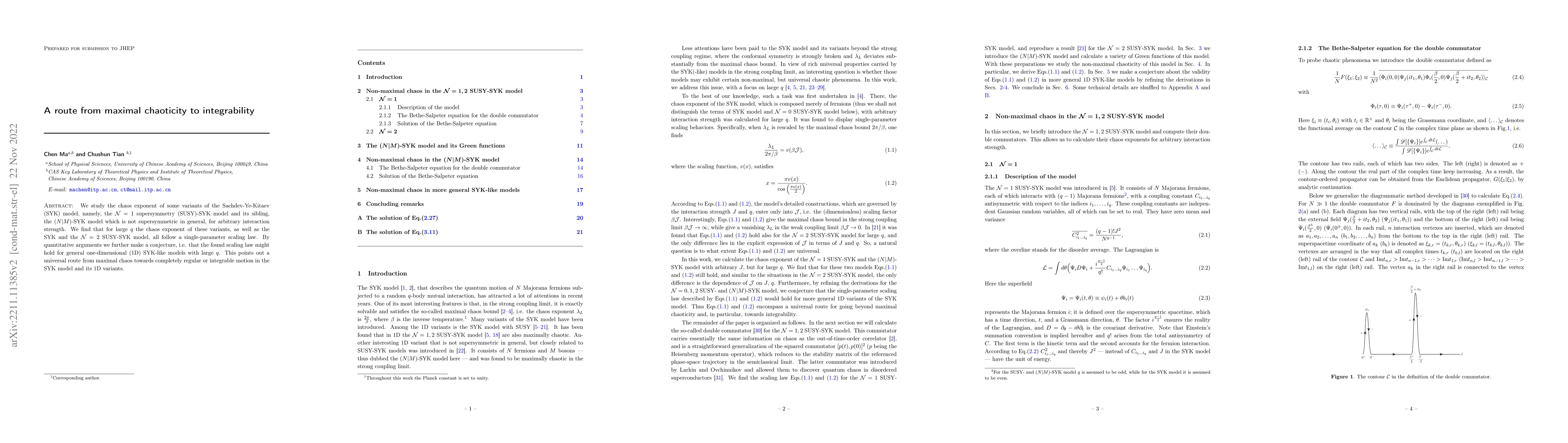 Thumbnail for A route from maximal chaoticity to integrability