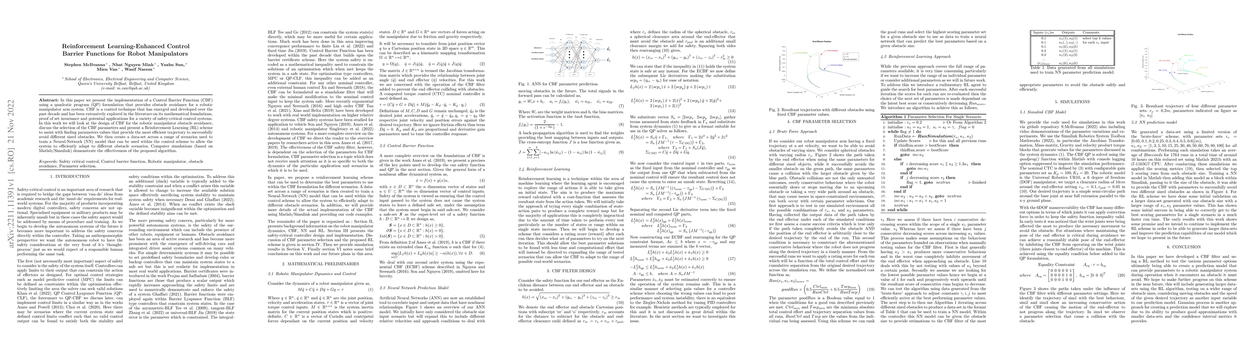 Thumbnail for Reinforcement Learning-Enhanced Control Barrier Functions for Robot
  Manipulators