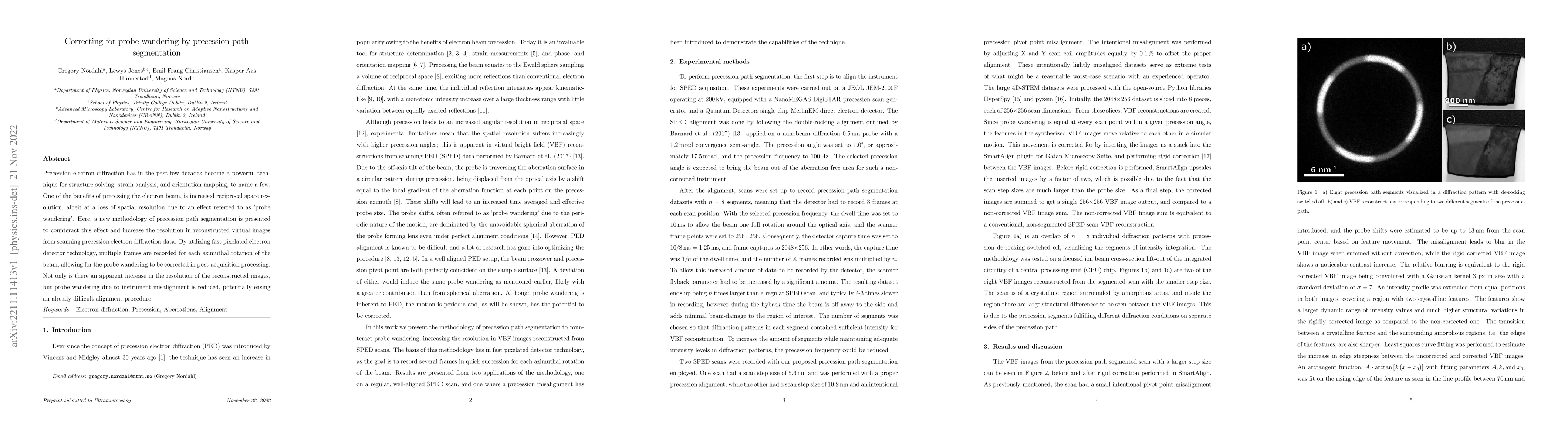 Thumbnail for Correcting for probe wandering by precession path segmentation