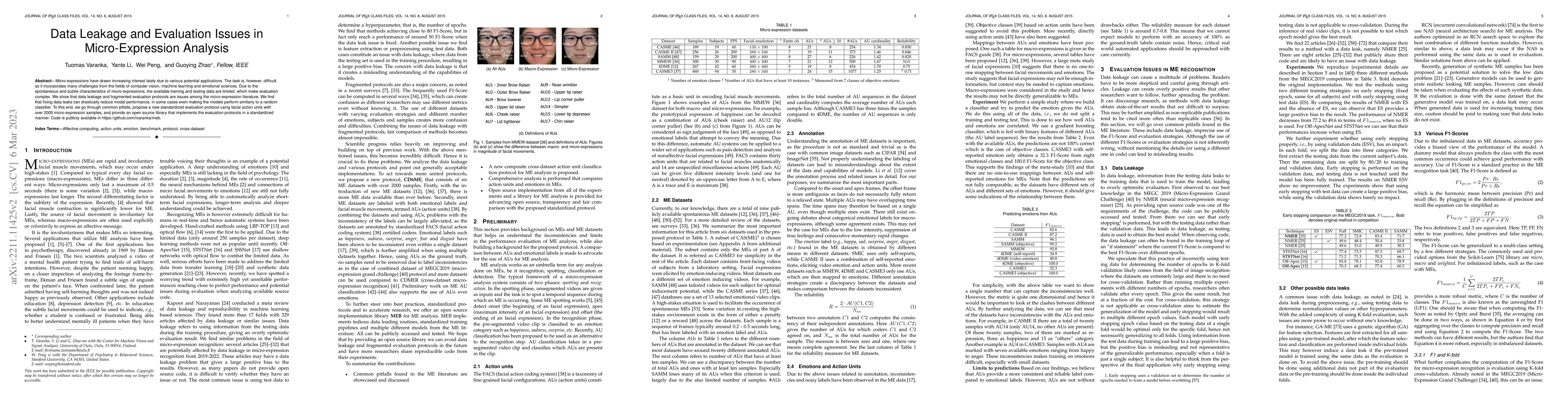 Thumbnail for Data Leakage and Evaluation Issues in Micro-Expression Analysis