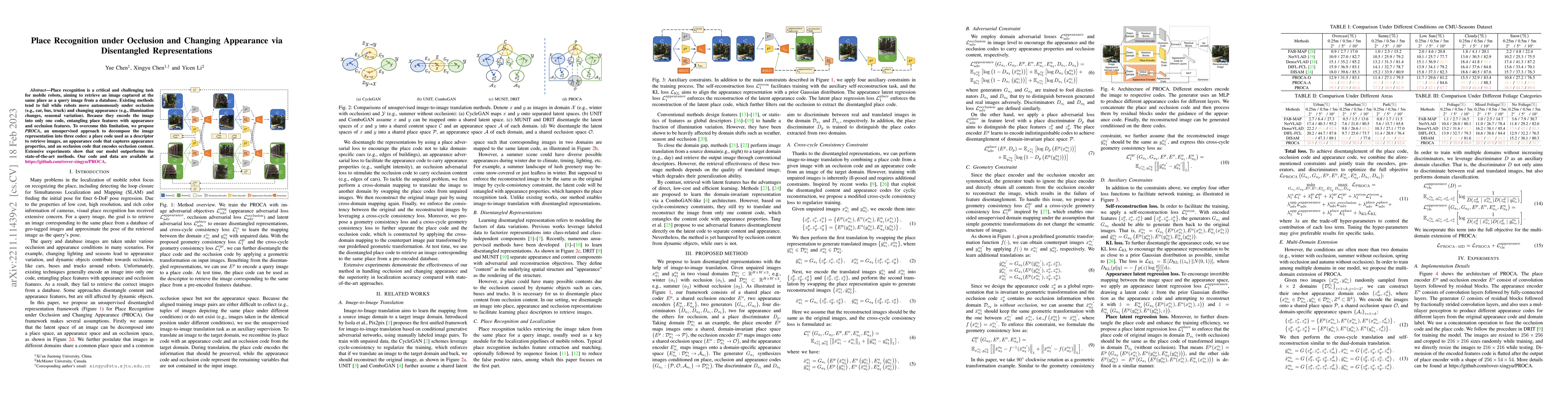 Thumbnail for Place Recognition under Occlusion and Changing Appearance via
  Disentangled Representations