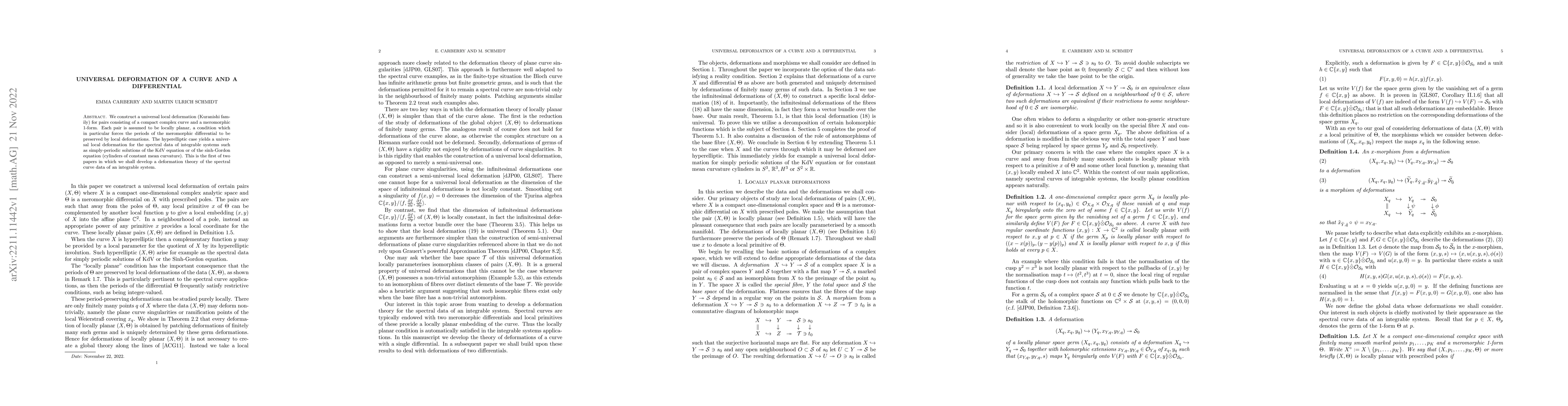Thumbnail for Universal Deformation of a Curve and a Differential
