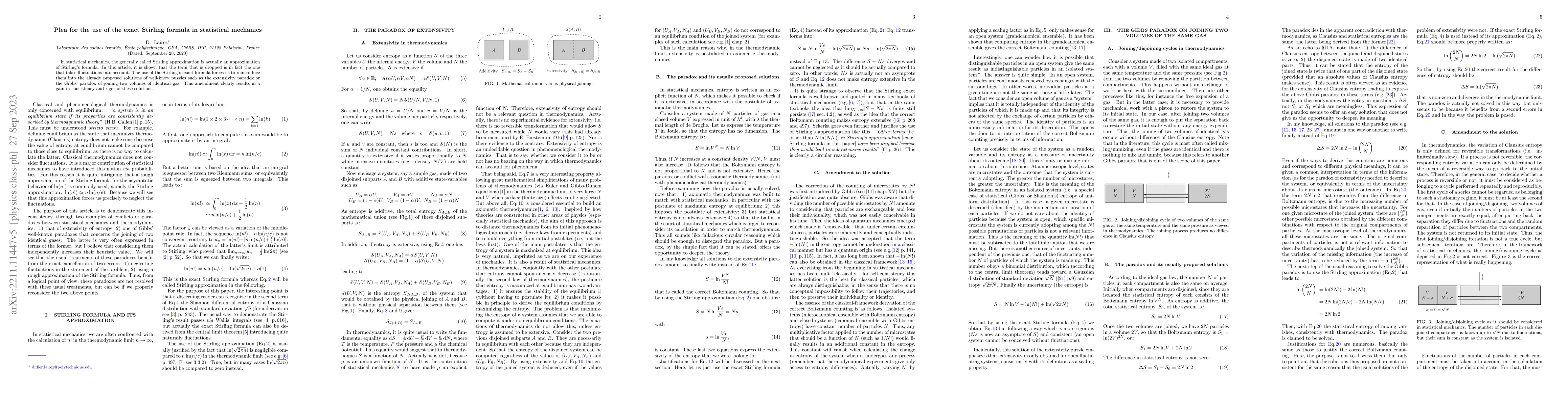 Thumbnail for Plea for the use of the exact Stirling formula in statistical mechanics