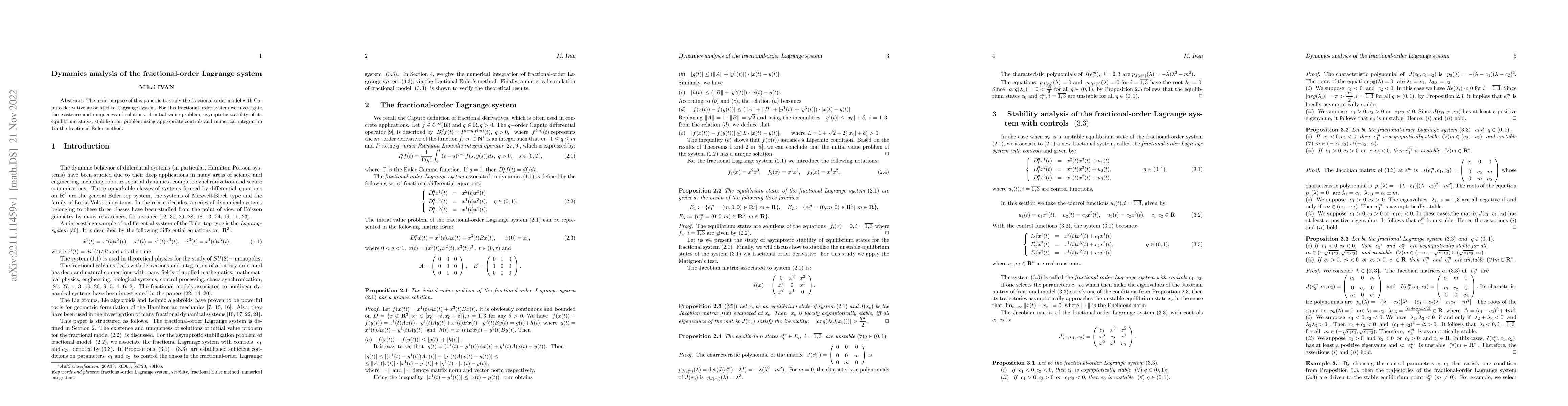 Thumbnail for Dynamics analysis of the fractional-order Lagrange system