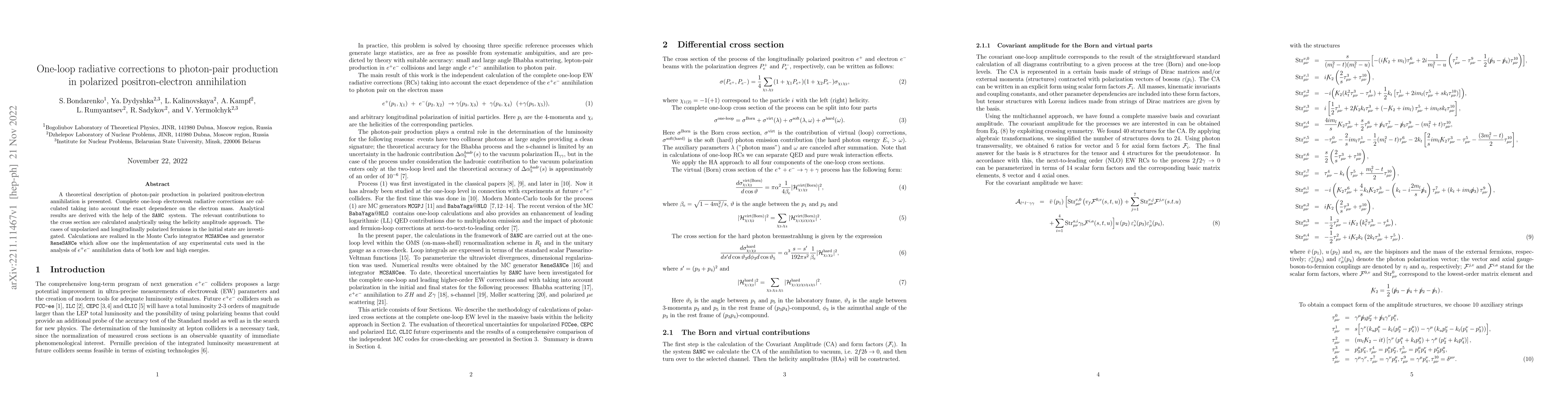 Thumbnail for One-loop radiative corrections to photon-pair production in polarized
  positron-electron annihilation