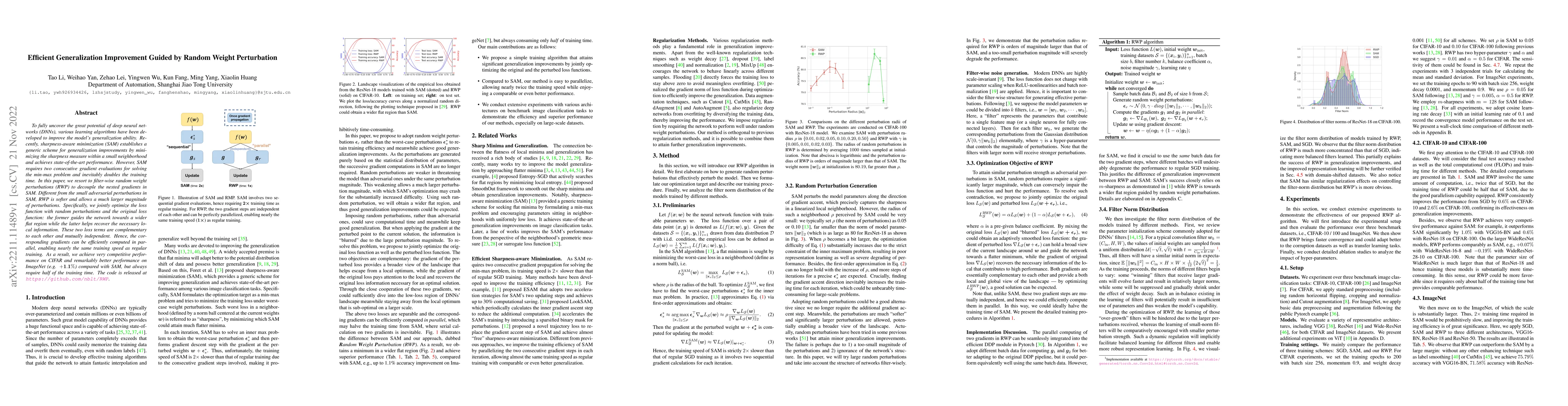 Thumbnail for Efficient Generalization Improvement Guided by Random Weight
  Perturbation