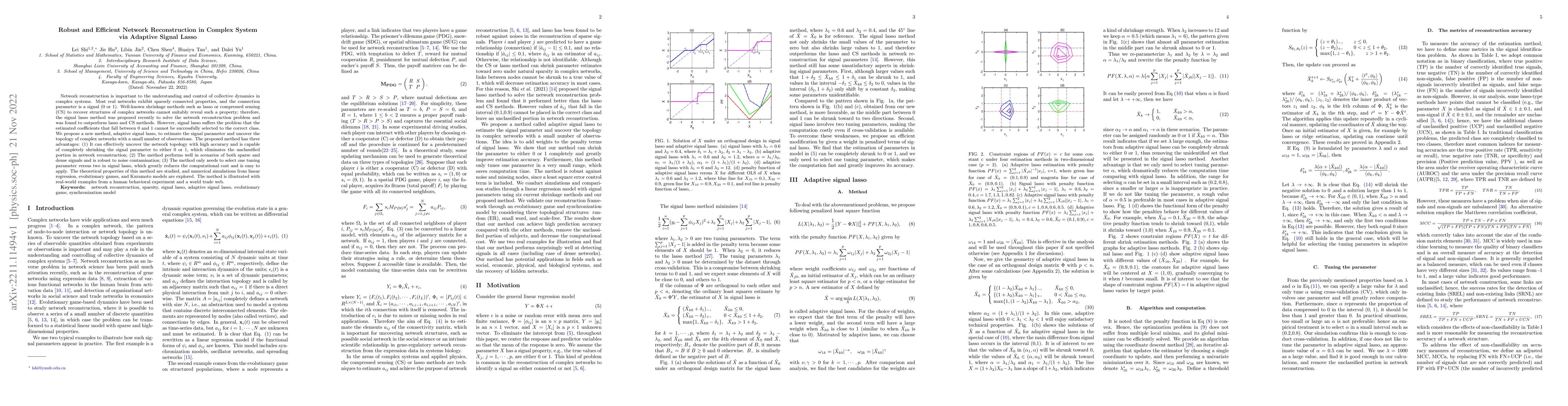 Thumbnail for Robust and Efficient Network Reconstruction in Complex System via
  Adaptive Signal Lasso